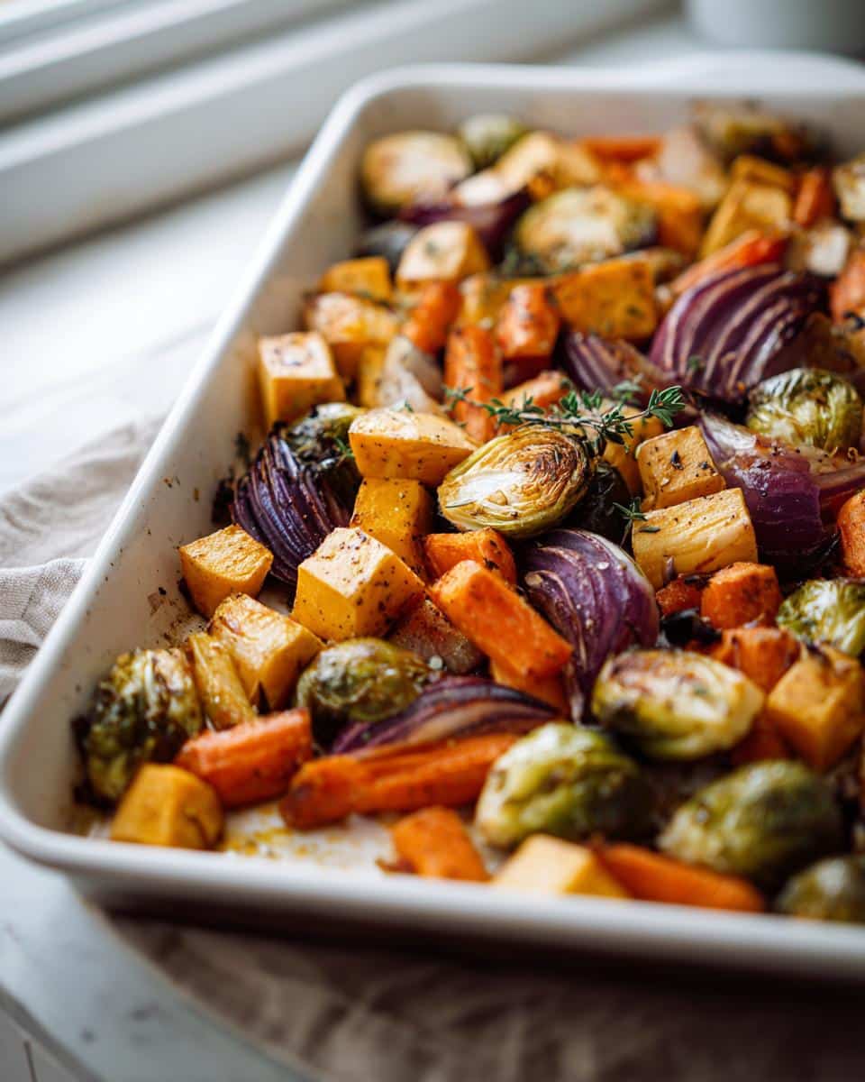 sheet pan roasted Thanksgiving vegetables​ - detail 1