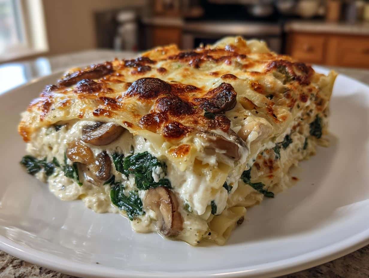 Creamy Spinach Mushroom White Lasagna Comfort in 45 Minutes