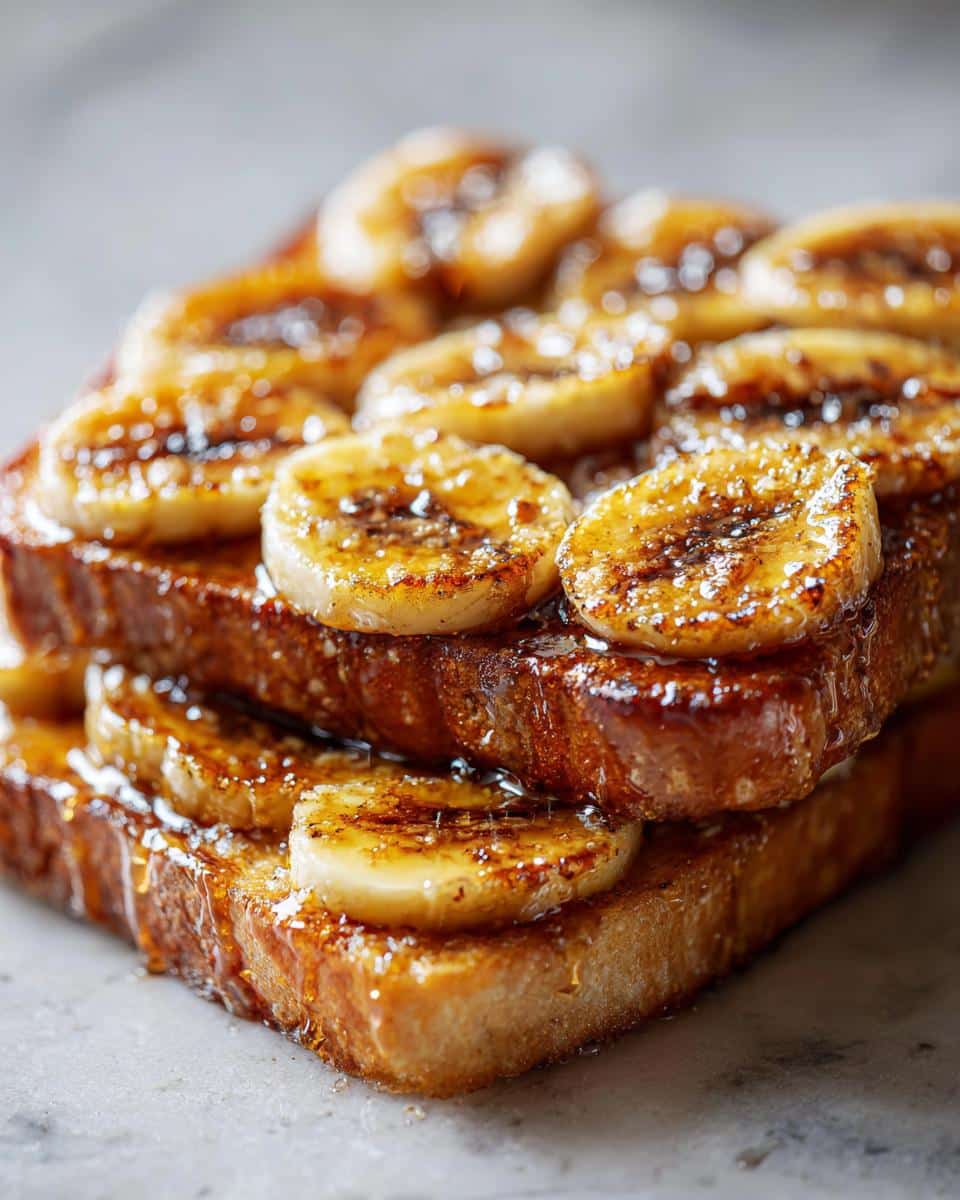 caramelized banana toast with honey - detail 1