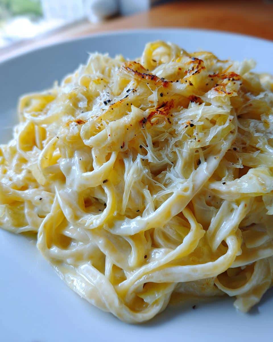 creamy cabbage alfredo pasta - detail 1