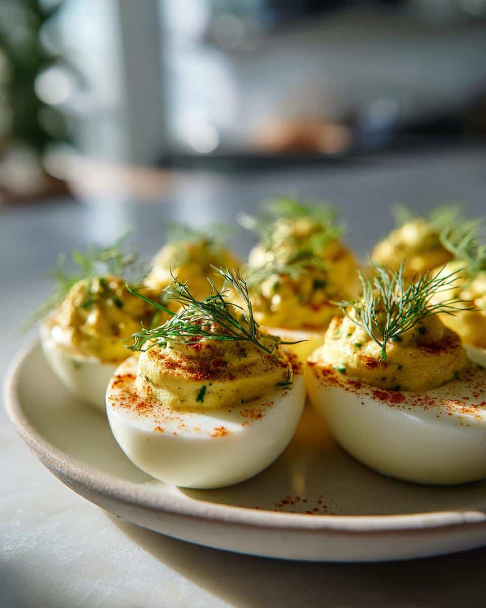easter deviled eggs with spring herbs - detail 1