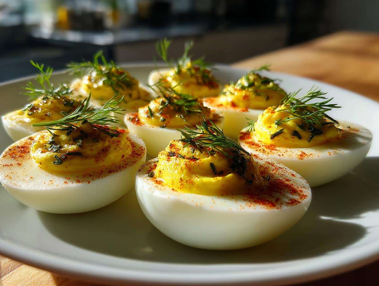 easter deviled eggs with spring herbs