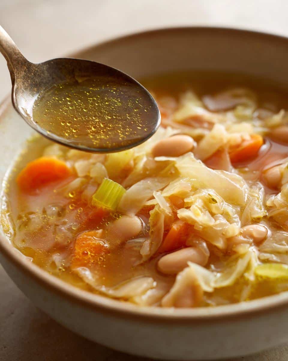easy cabbage soup with white beans - detail 1