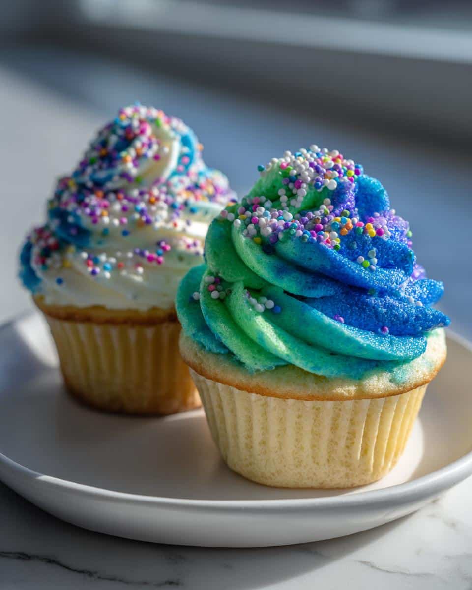 mermaid themed cupcakes with sprinkles - detail 1
