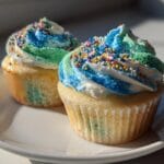mermaid themed cupcakes with sprinkles