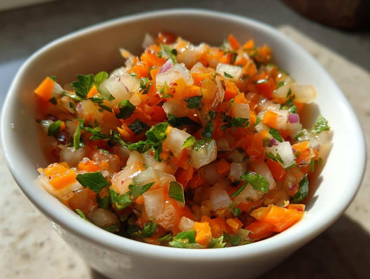 Tangy Pickle Pico de Gallo Salsa Recipe in 15 Minutes