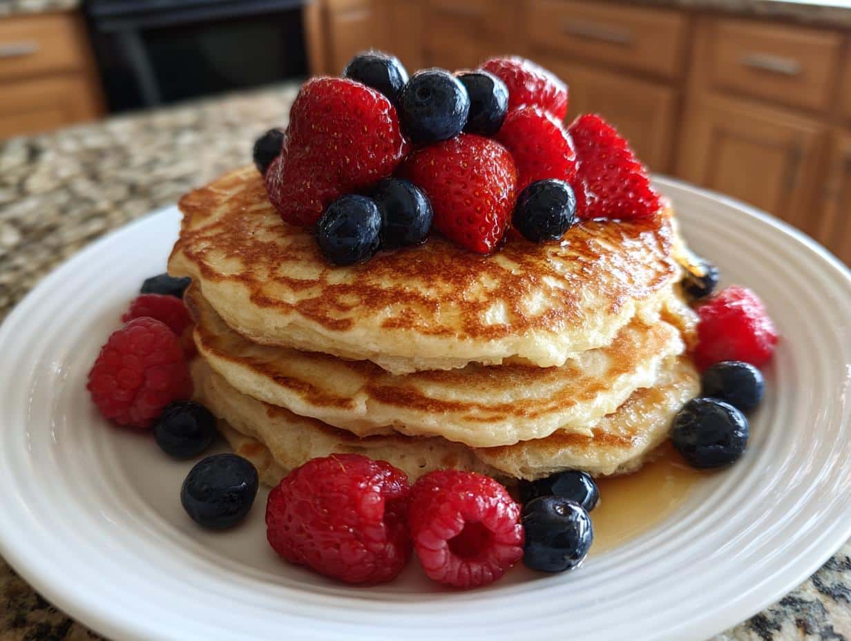 22g Protein Pancake Stack with Berries for Epic Mornings