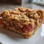 rhubarb crumble bars with oat topping
