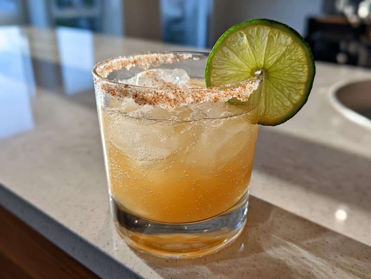 spicy pickle margarita mocktail - detail 1