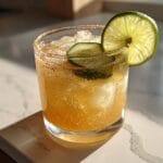 spicy pickle margarita mocktail