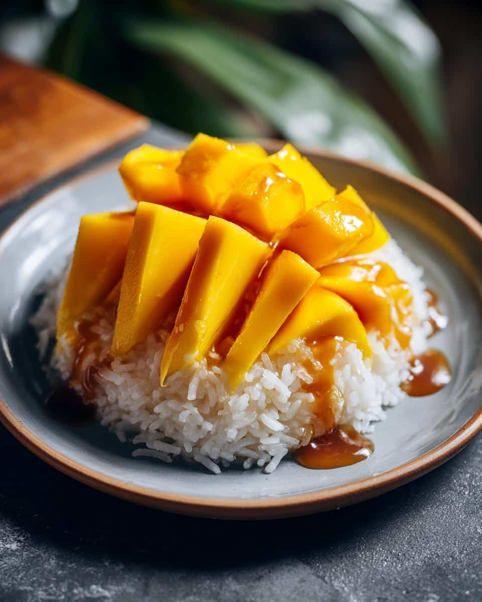 thai mango sticky rice dessert - detail 1