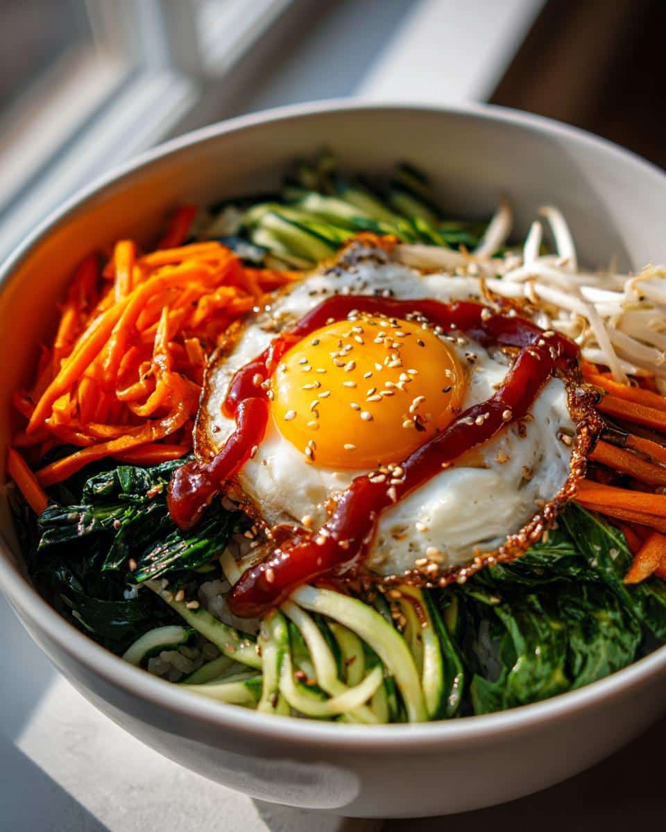 vegetarian bibimbap bowl - detail 1