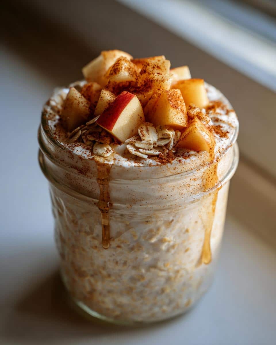 5-Minute Apple Cinnamon Overnight Oats Fall Breakfast Perfection