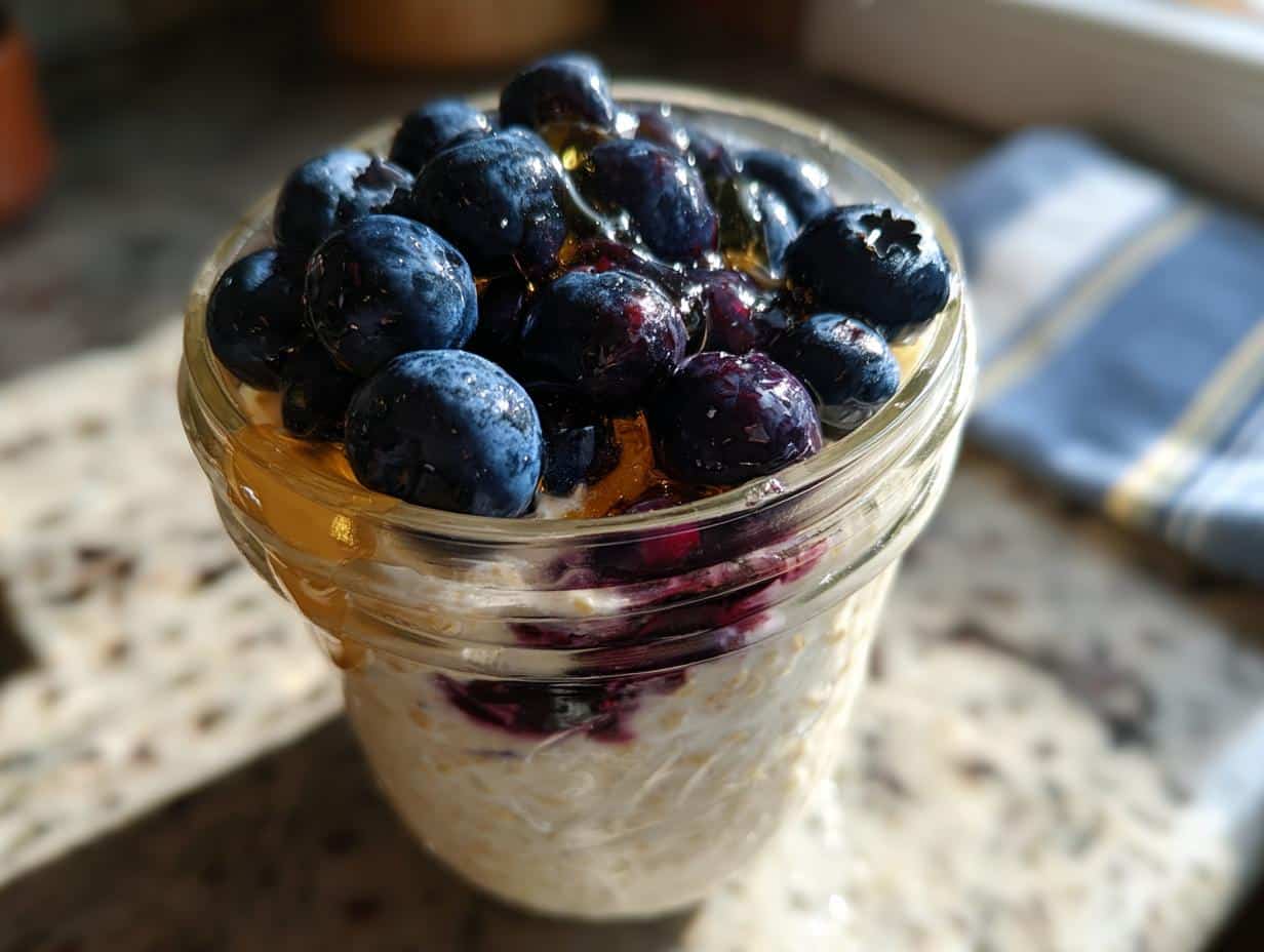 Creamy Blueberry Overnight Oats Healthy in Just 5 Minutes