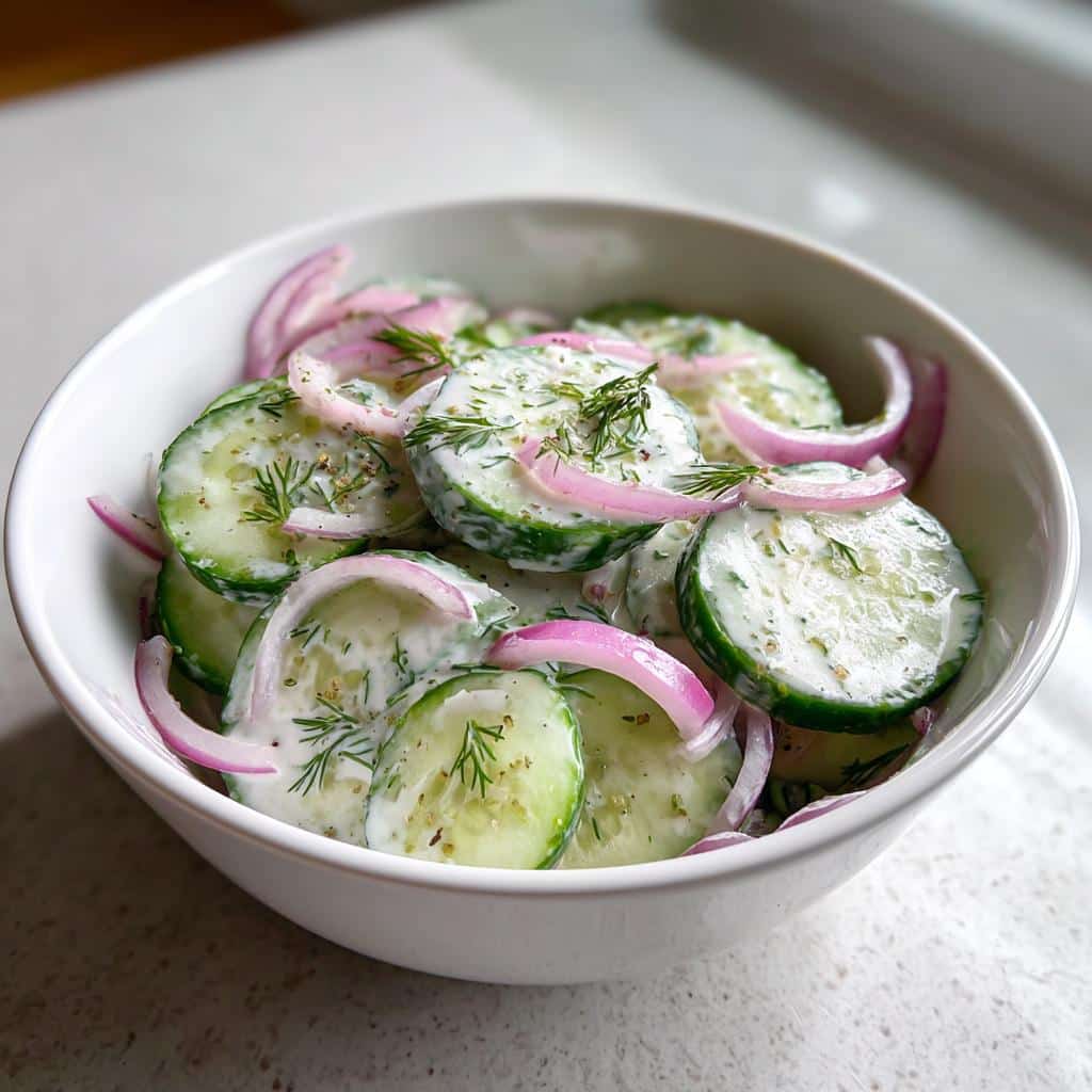 5-Star Creamy Cucumber Salad Recipe – Cool & Irresistible Summer Crunch