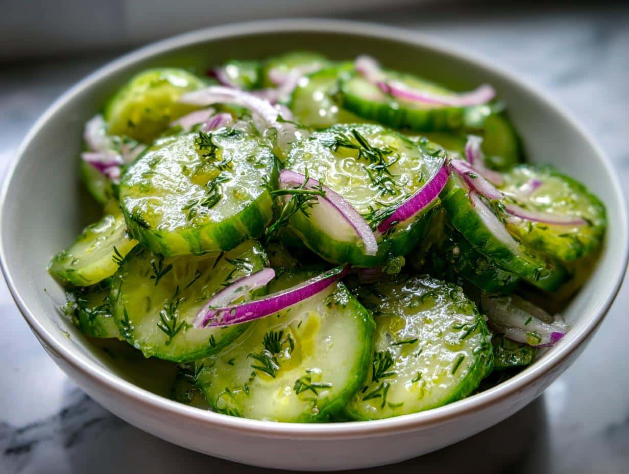 70-Calorie Healthy Cucumber Salad with Dill – Crisp & Refreshing